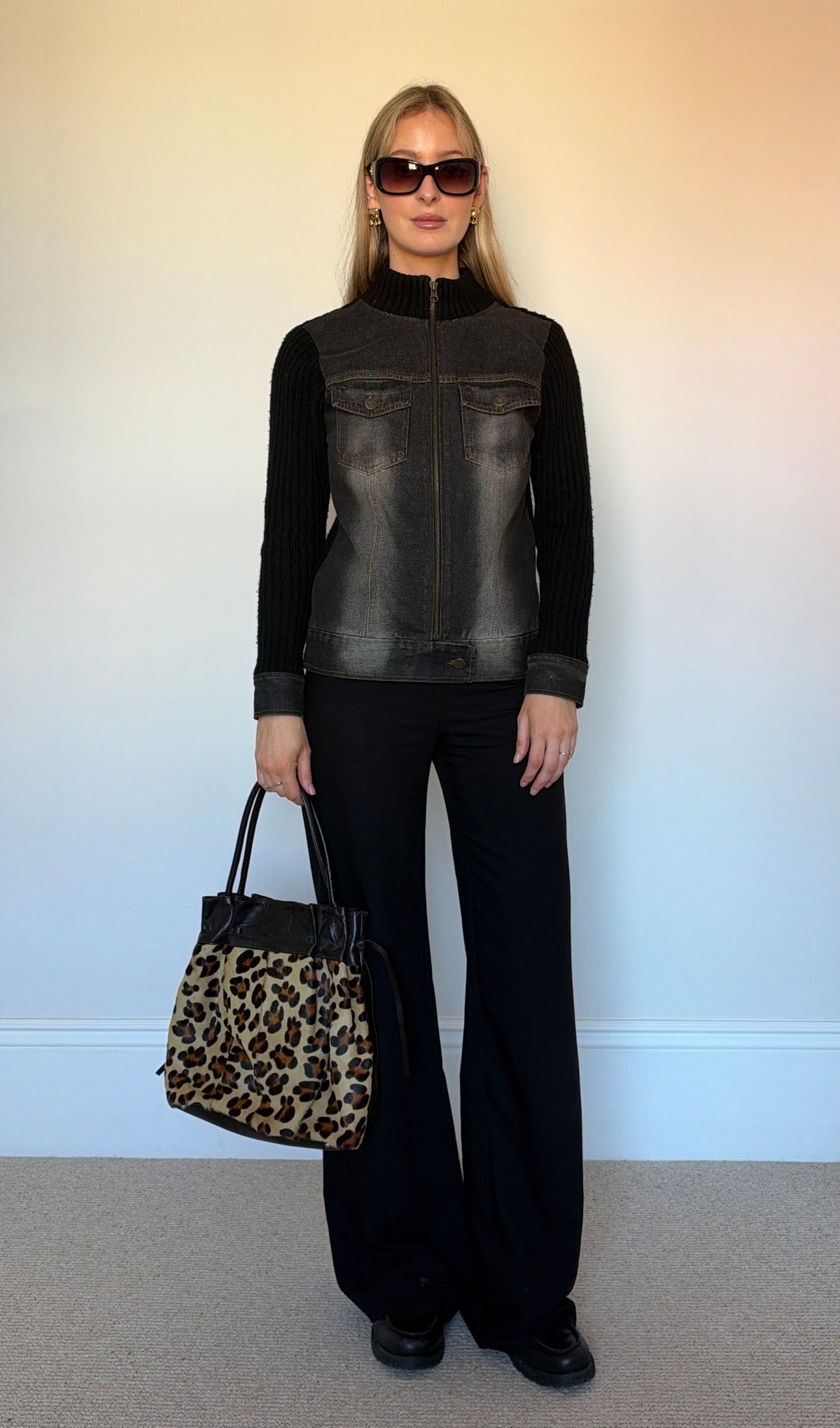 Vintage denim & knit jumper jacket