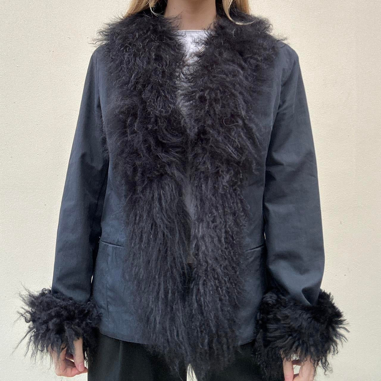 Vintage black Mongolian Afghan jacket