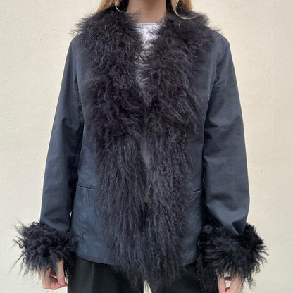 Vintage black Mongolian Afghan jacket