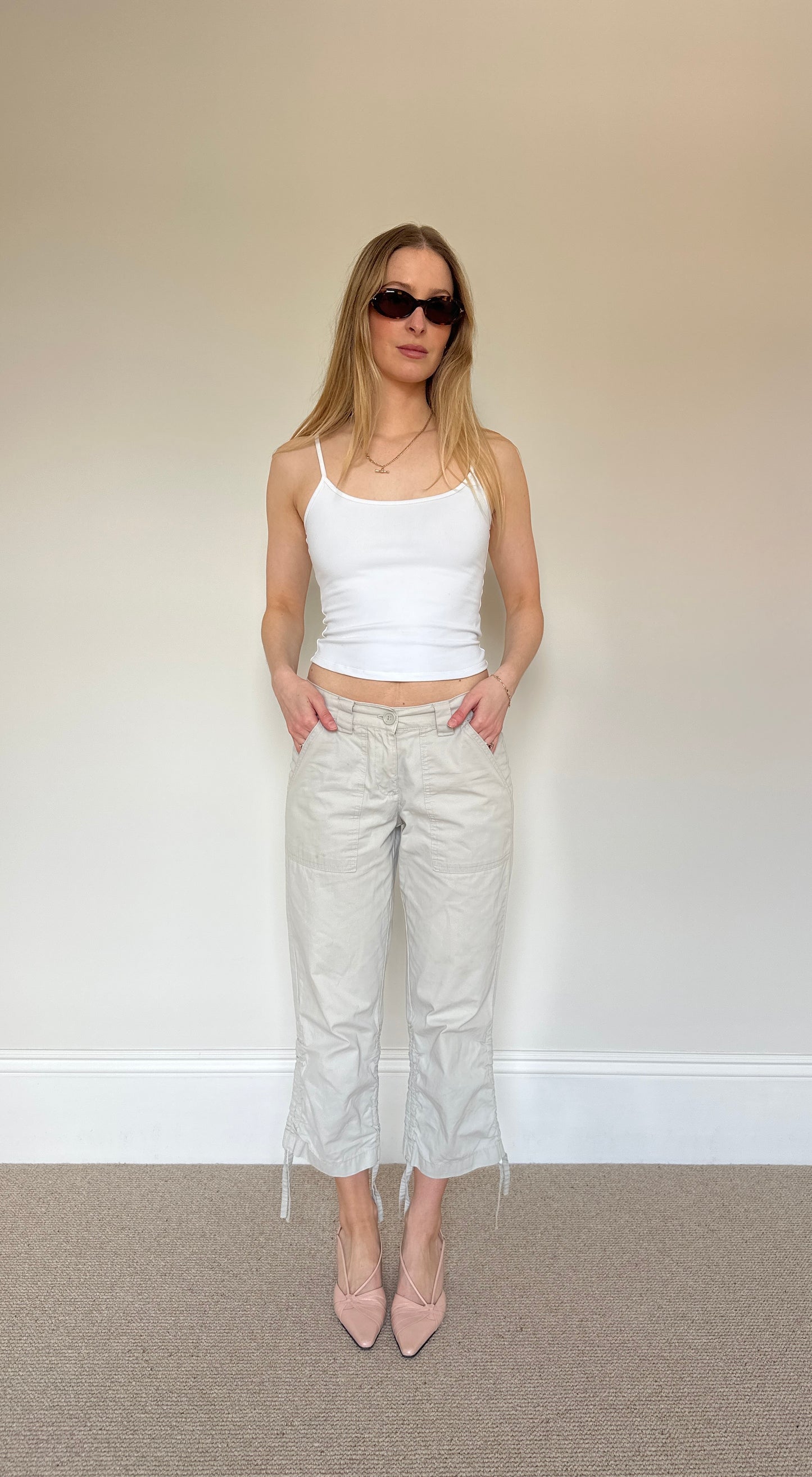 Vintage stone Capri trousers