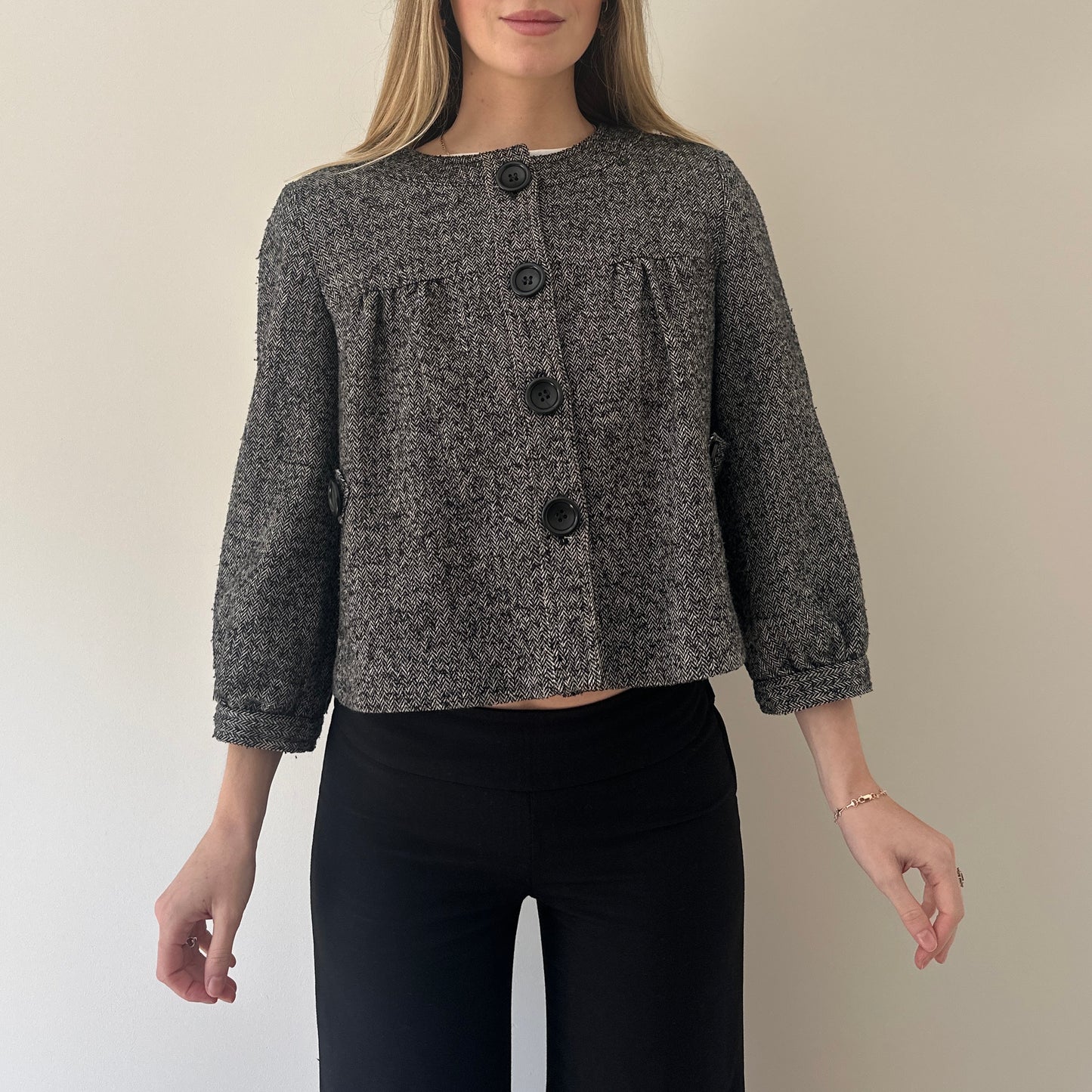 Vintage herringbone pea coat