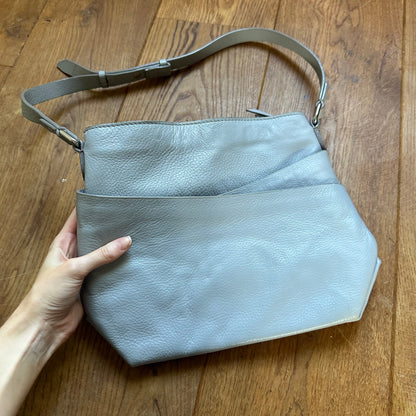 Leather baby blue handbag