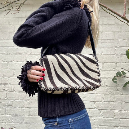 Vintage 90s zebra pony hair handbag