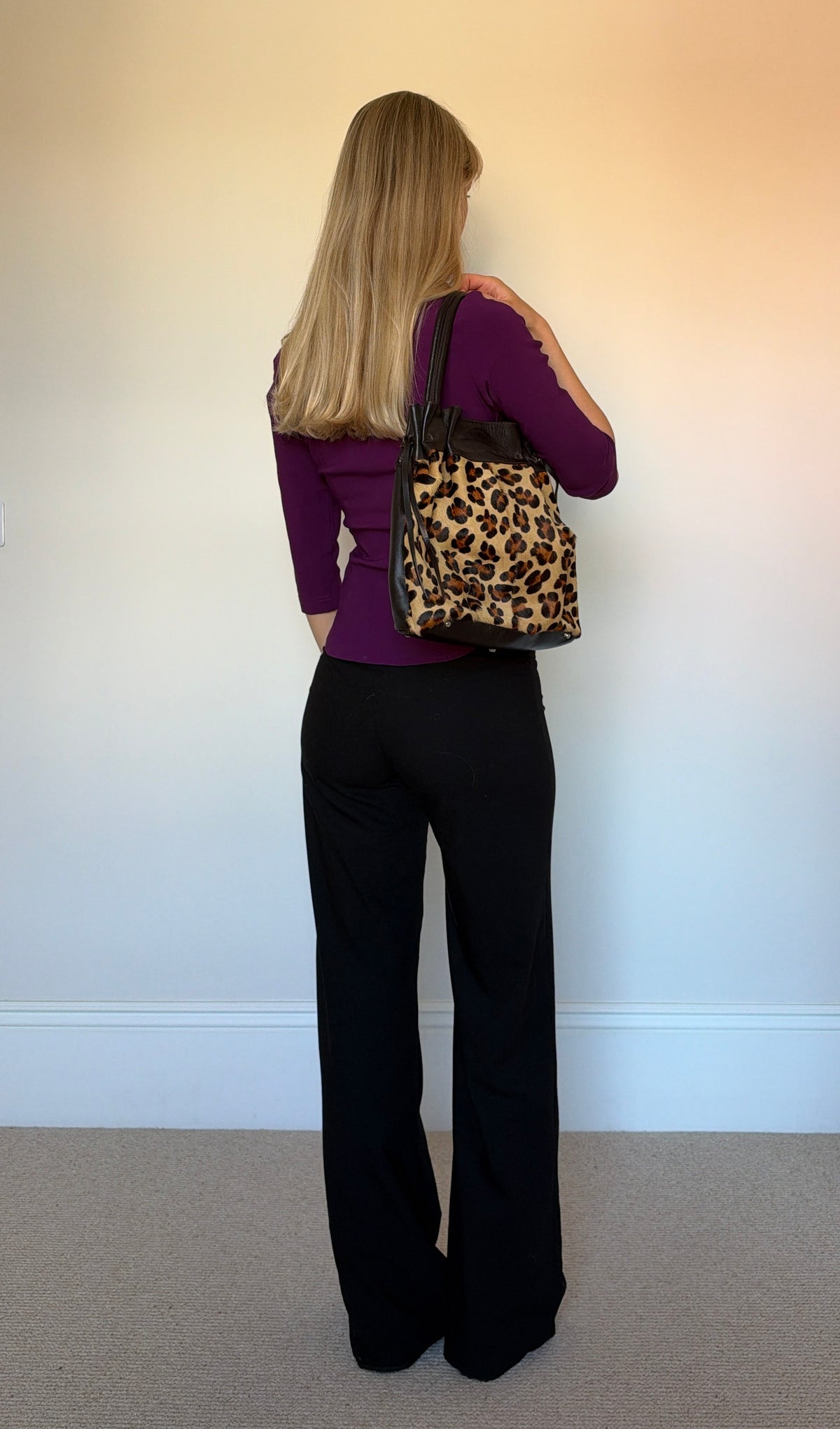 Vintage leopard skin leather bag