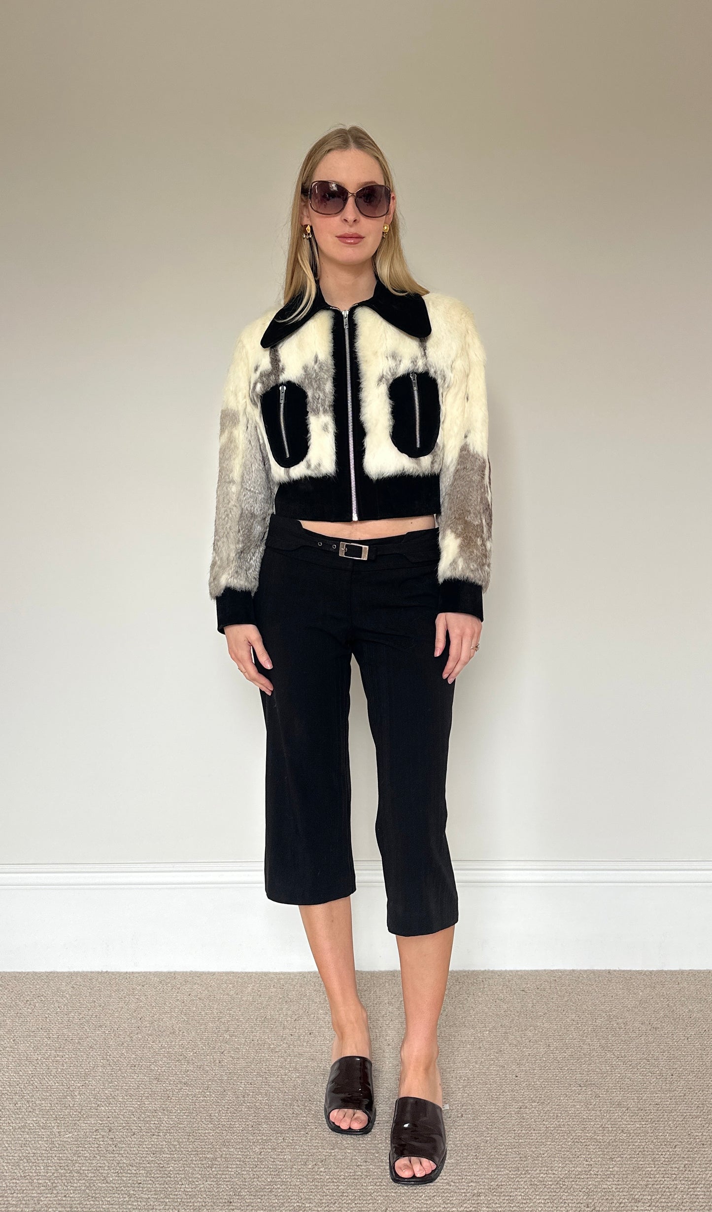 Vintage Fur & suede bomber jacket