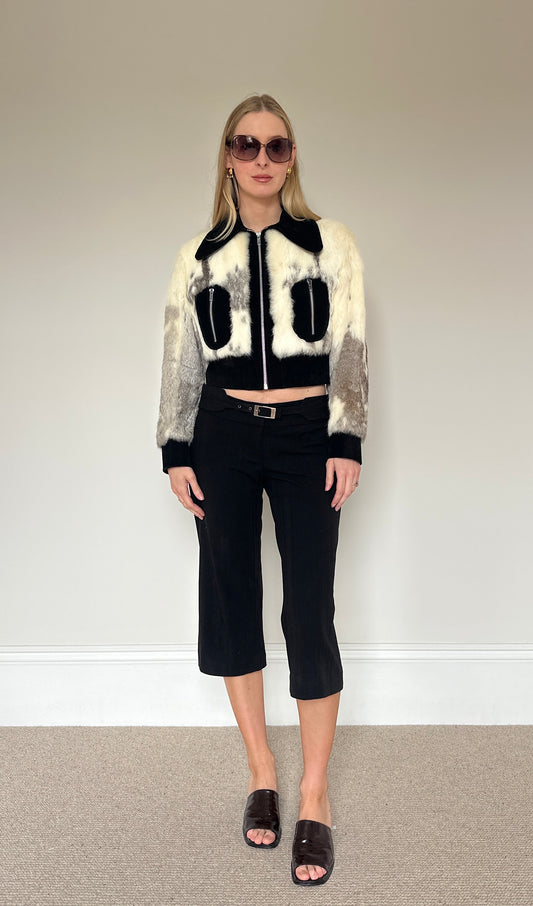 Vintage Fur & suede bomber jacket