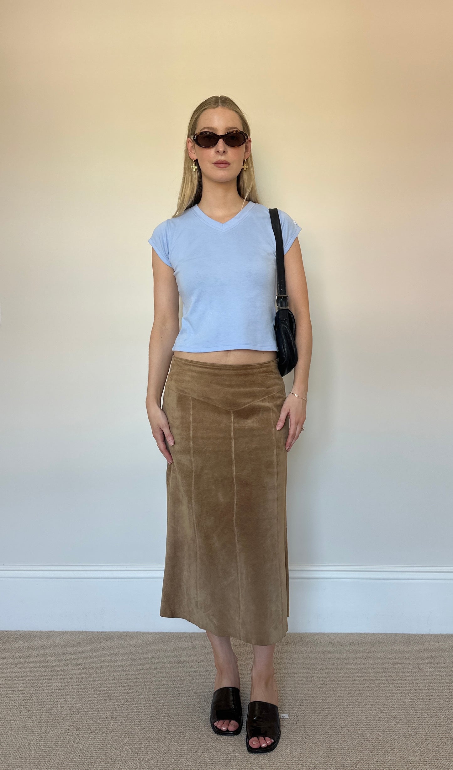Vintage real suede skirt