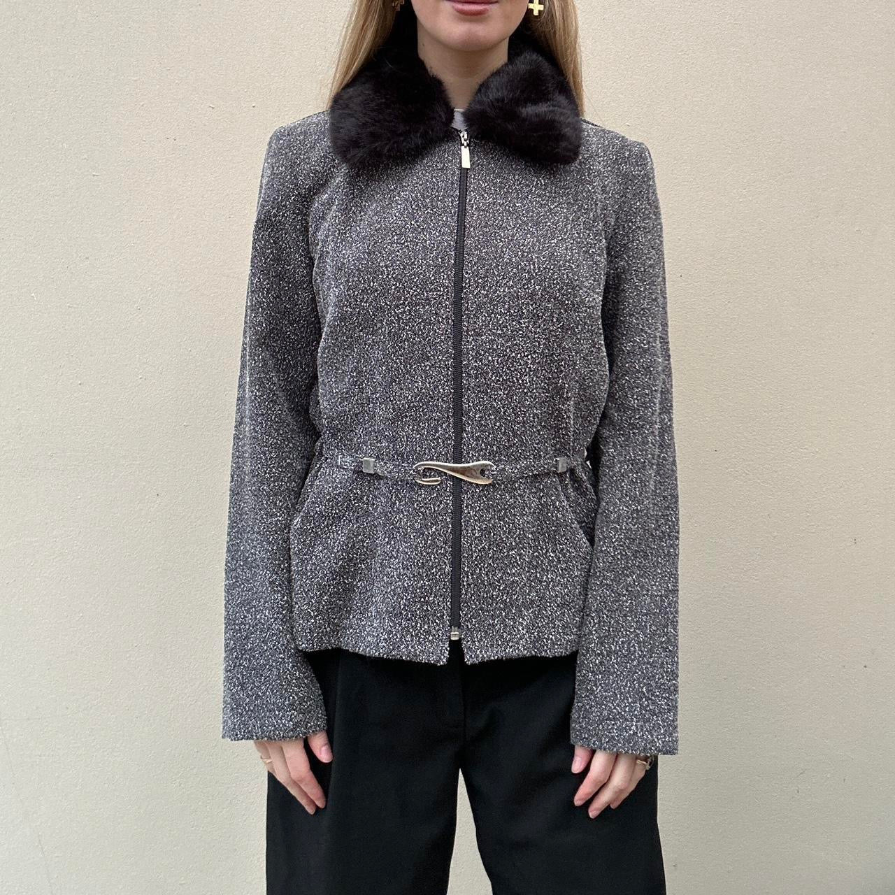Vintage fur collar & buckle jacket