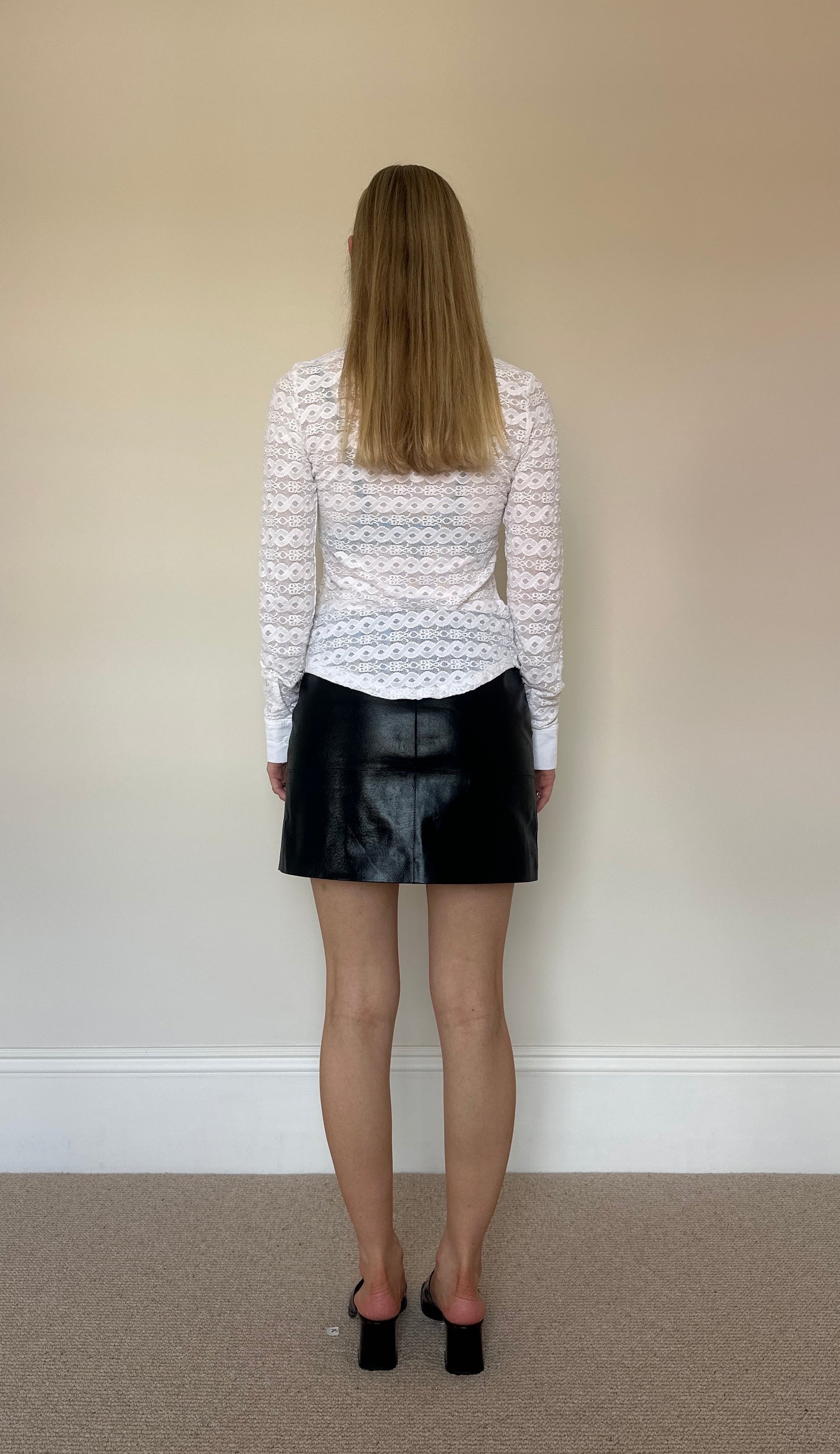 Vintage genuine leather mini skirt