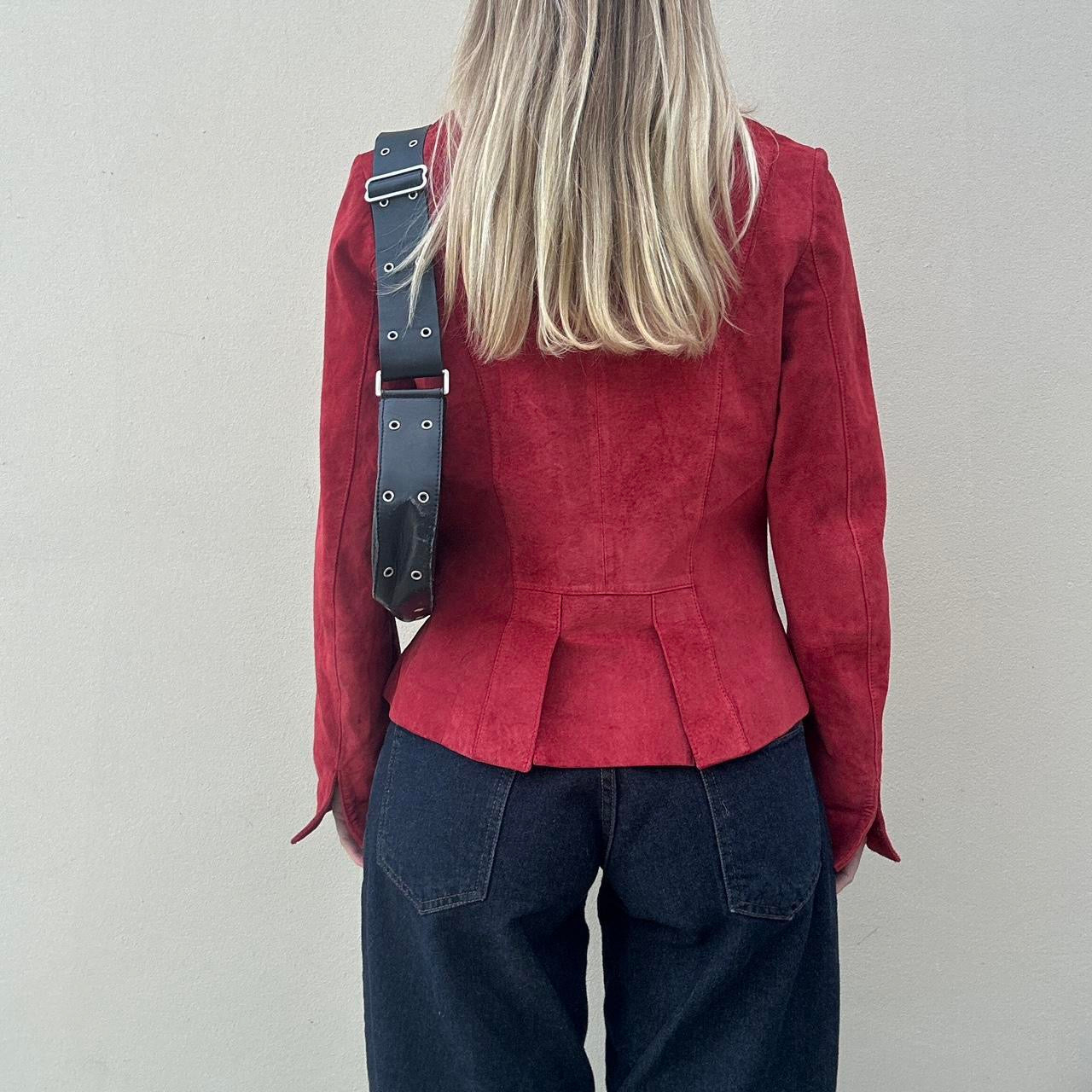 Vintage 90s red suede jacket