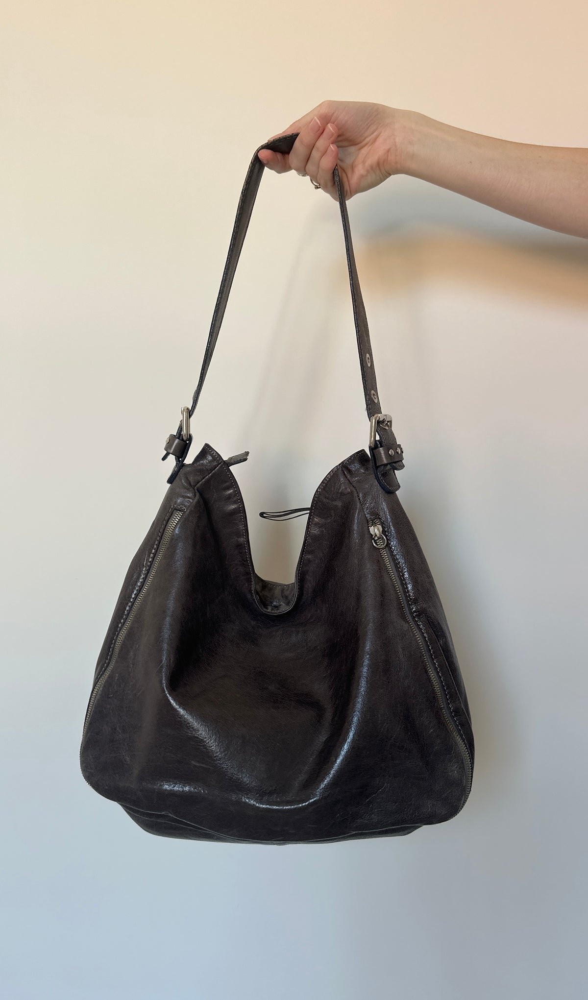 Vintage Grey Leather Bag
