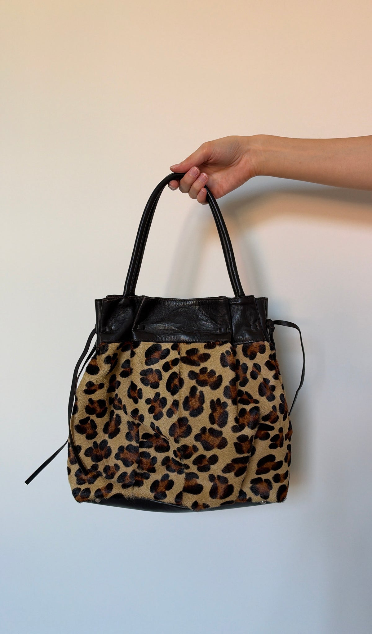 Vintage leopard skin leather bag