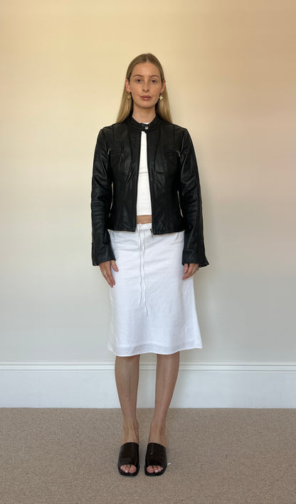 Vintage black leather biker jacket
