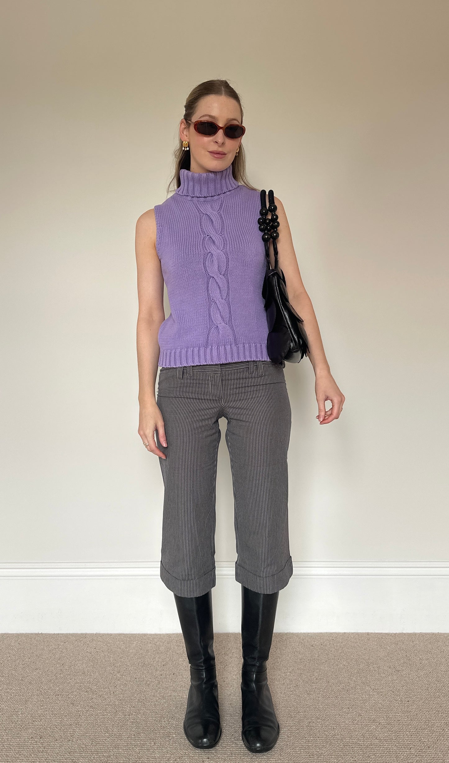 Vintage pinstripe capri trousers