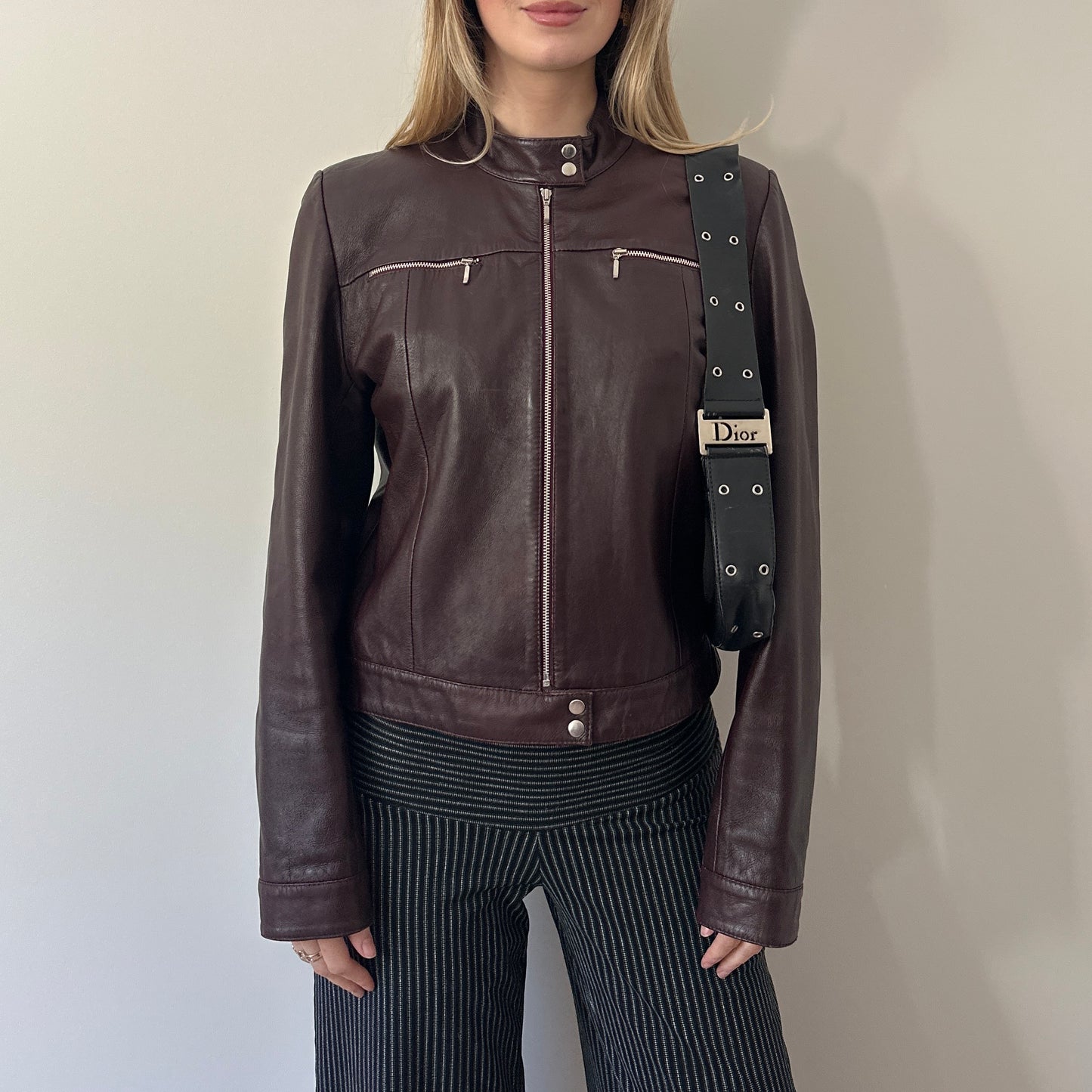 Vintage burgundy leather jacket