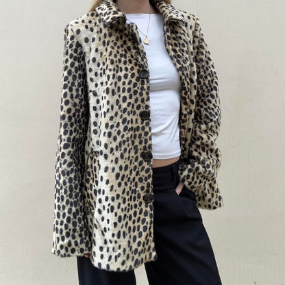 Faux leopard coat