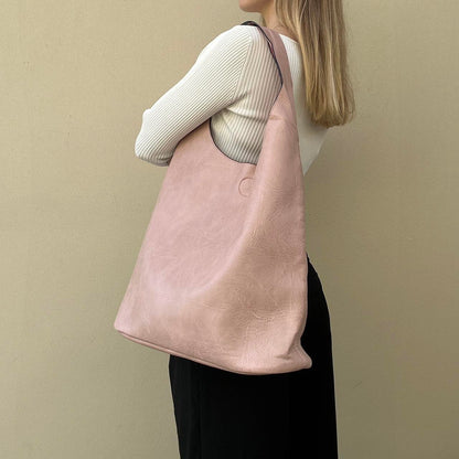 Dusty Pink faux leather slouch bag