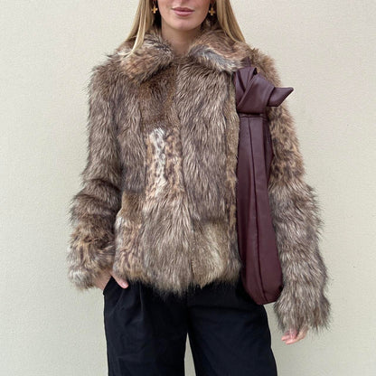 Faux fur patchwork coat