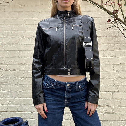 Vintage faux leather biker jacket