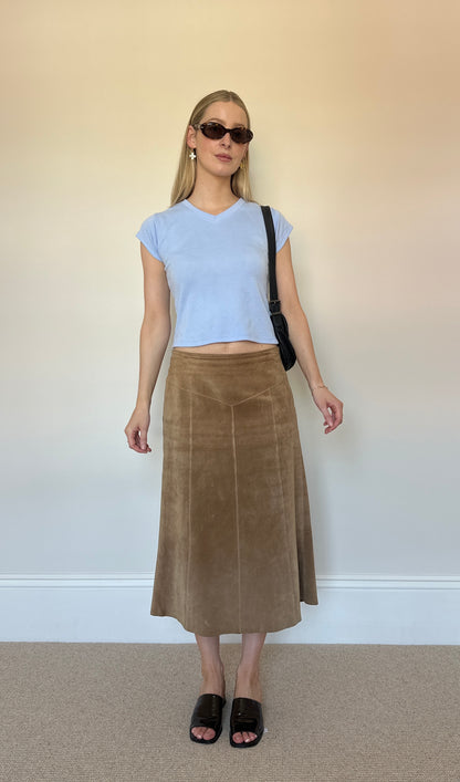 Vintage real suede skirt
