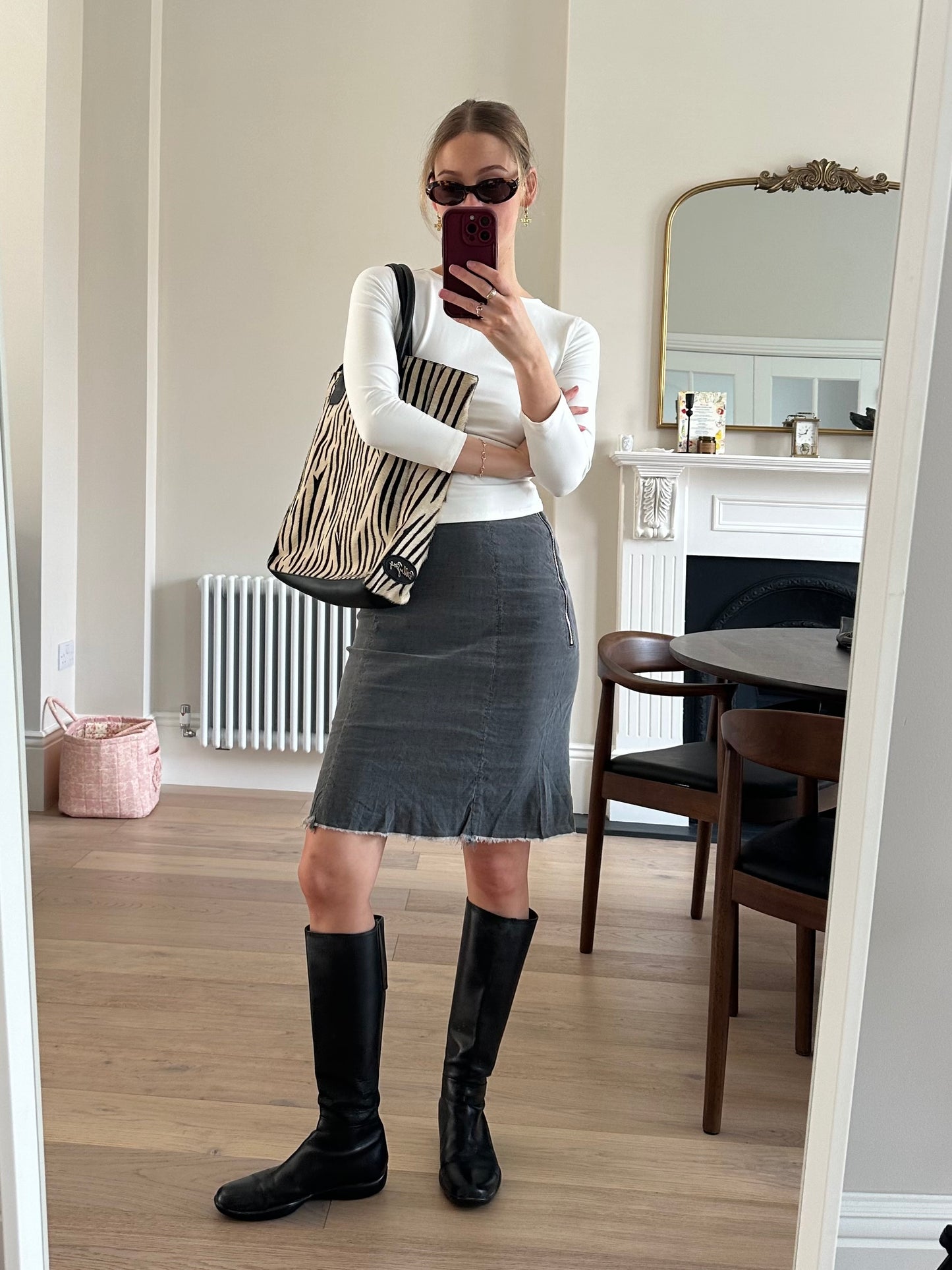 Vintage zebra pony skin bag