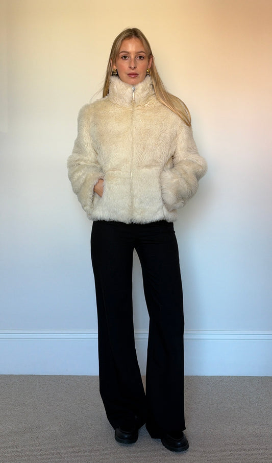 Vintage white faux fur jacket