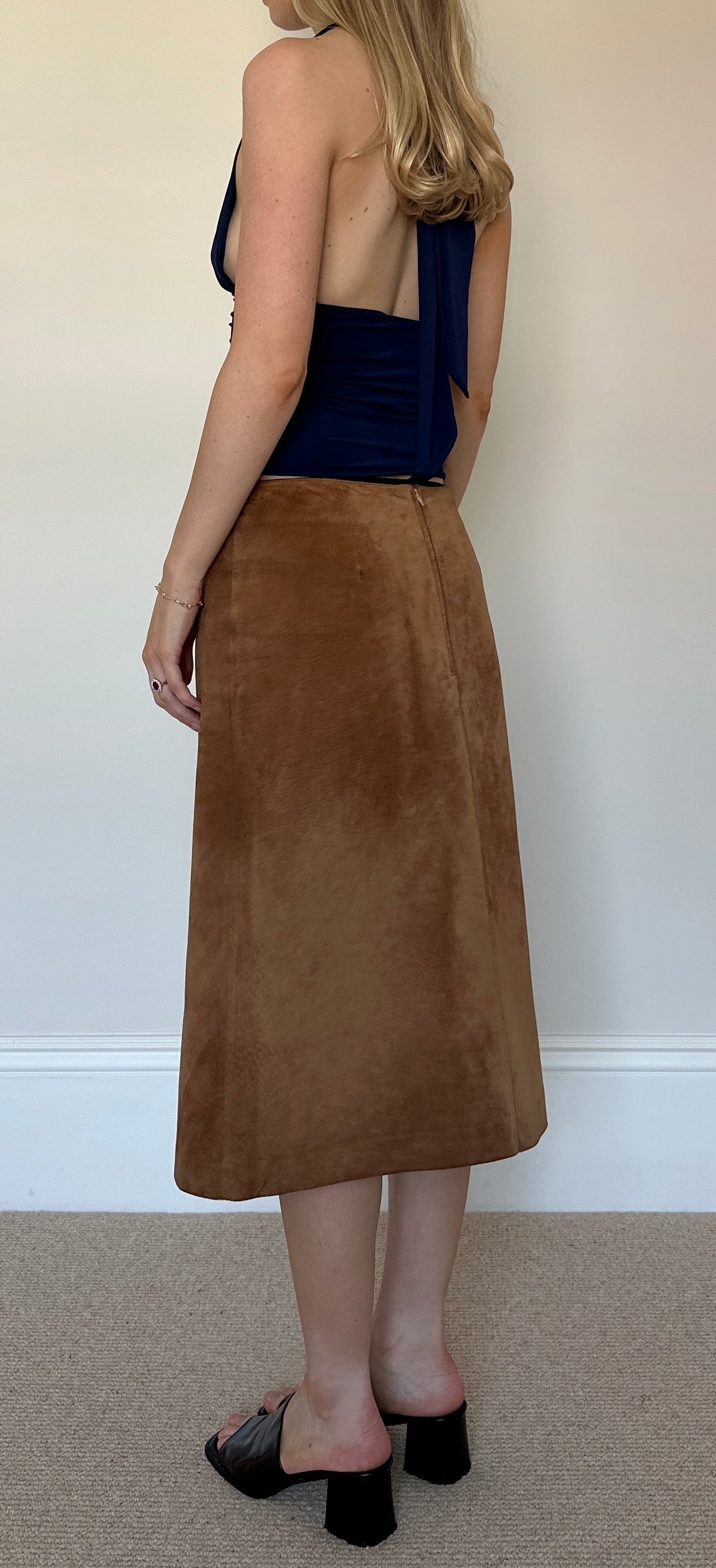 Vintage caramel suede skirt