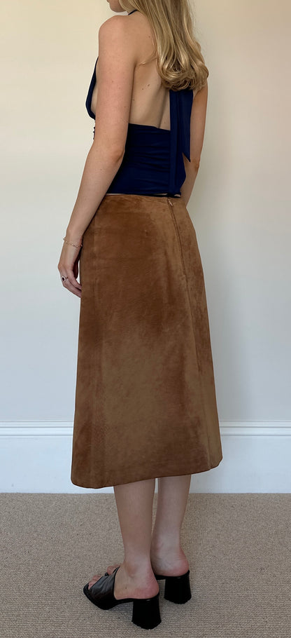 Vintage caramel suede skirt