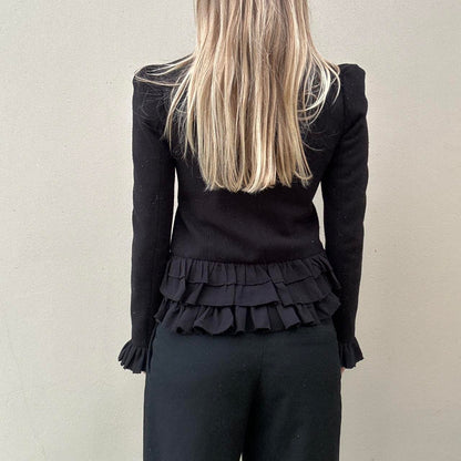 Black ruffle arymetric jacket