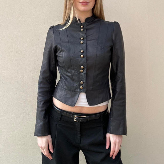 Vintage leather military jacket