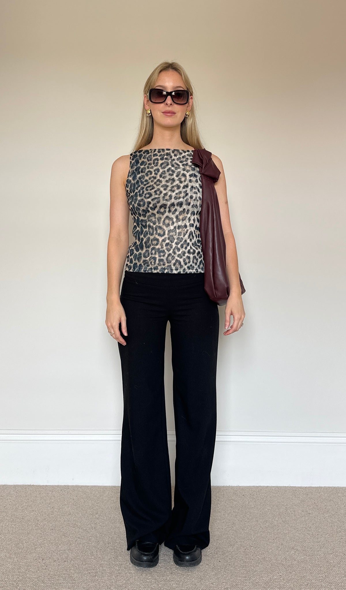Vintage leopard mesh top