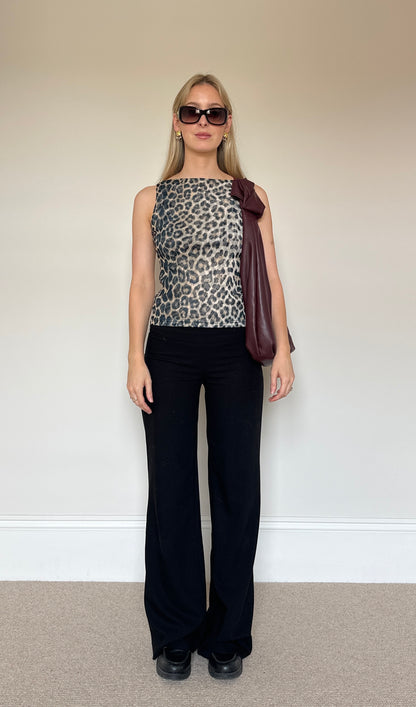 Vintage leopard mesh top