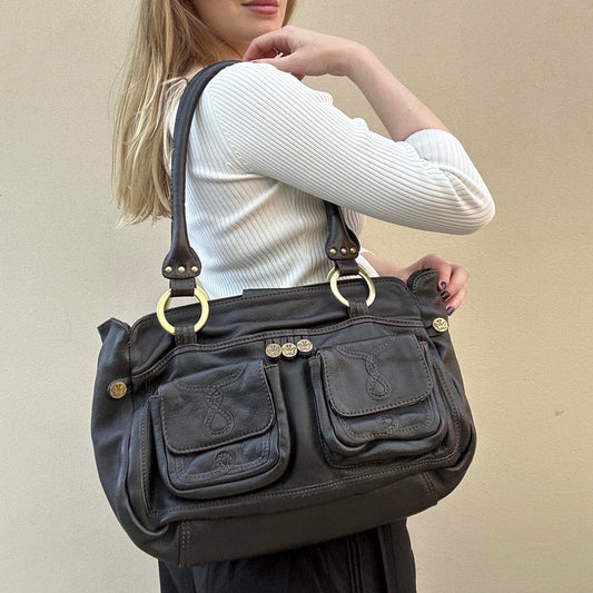 Vintage Brown leather shoulder bag