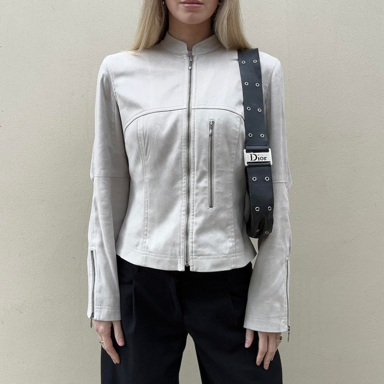 Vintage 00s faux suede biker jacket