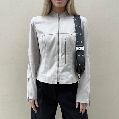 Vintage 00s faux suede biker jacket