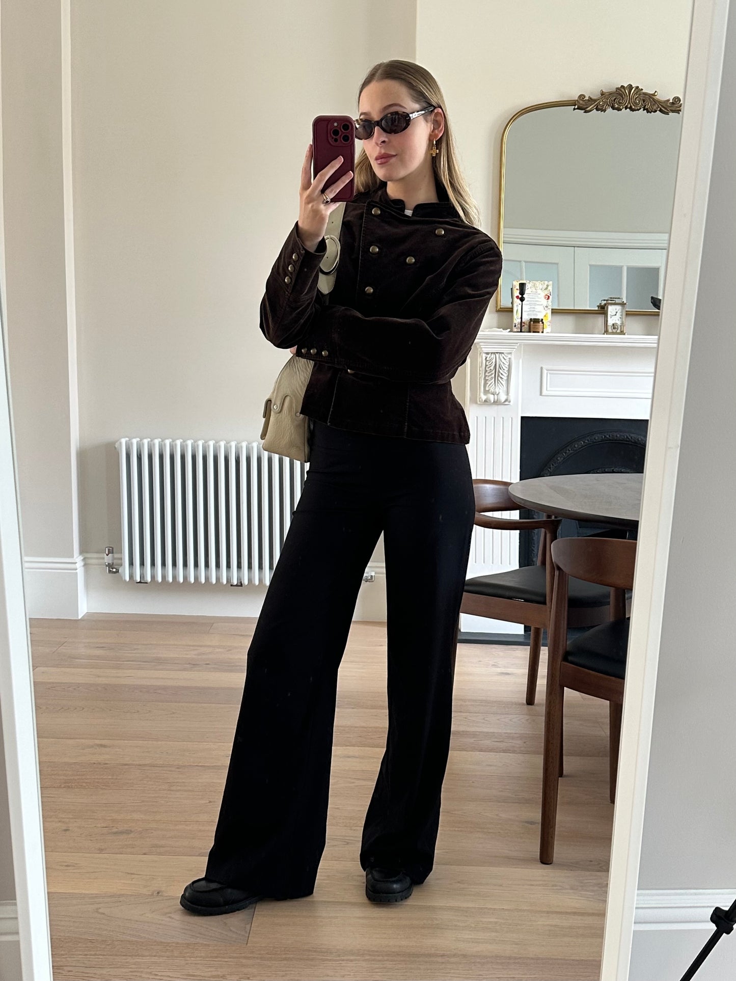 Vintage brown velvet military jacket