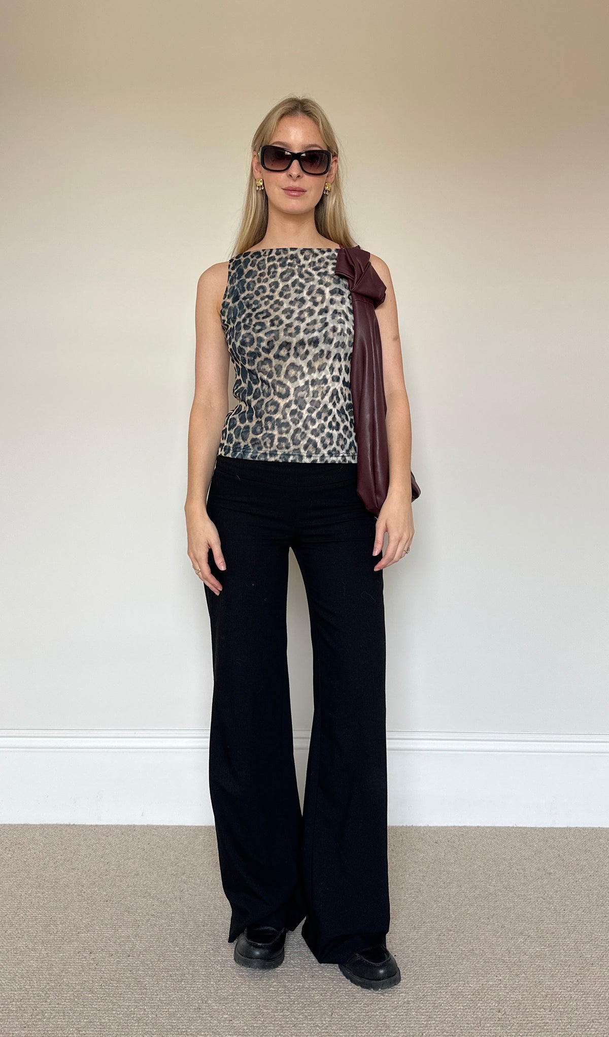 Vintage leopard mesh top