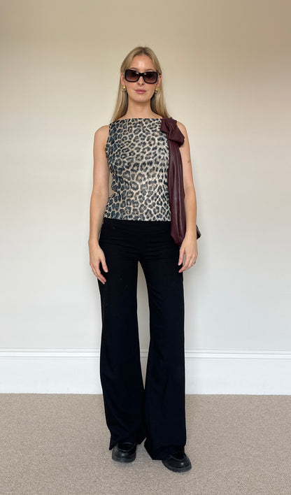 Vintage leopard mesh top