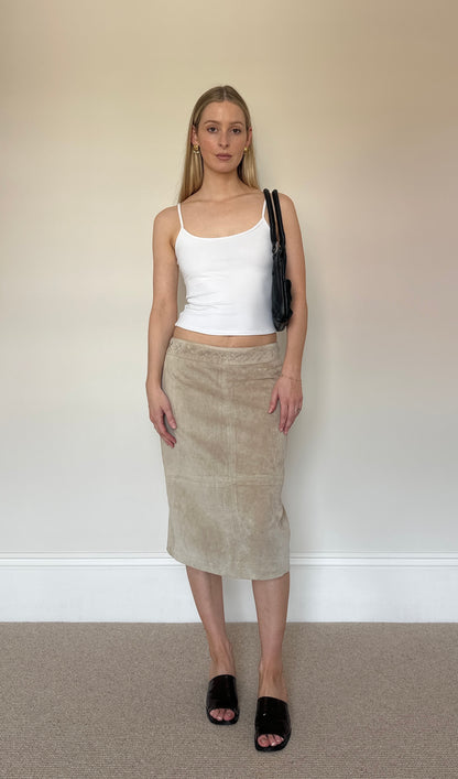 Vintage camel real suede skirt