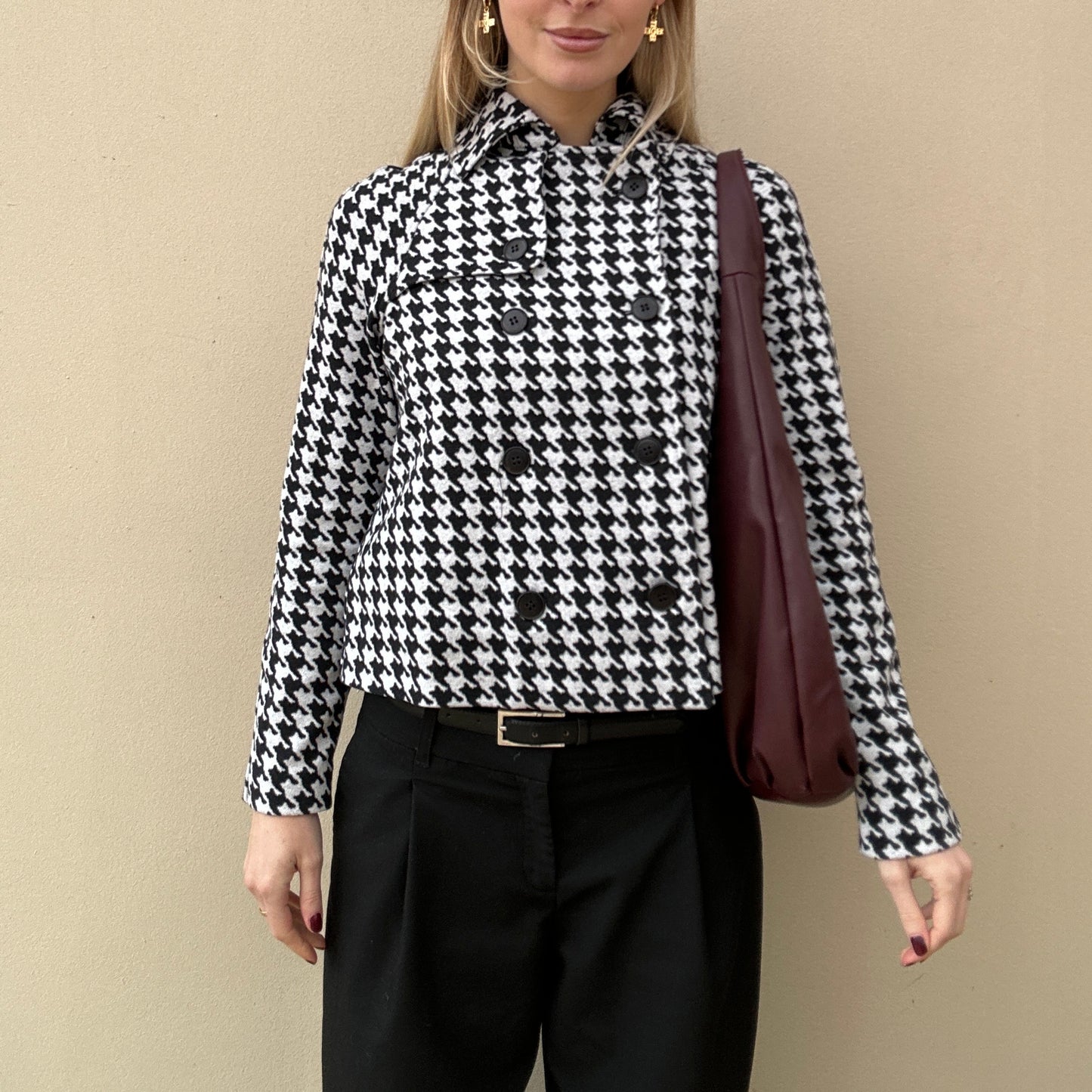 Vintage houndstooth double breasted jacket