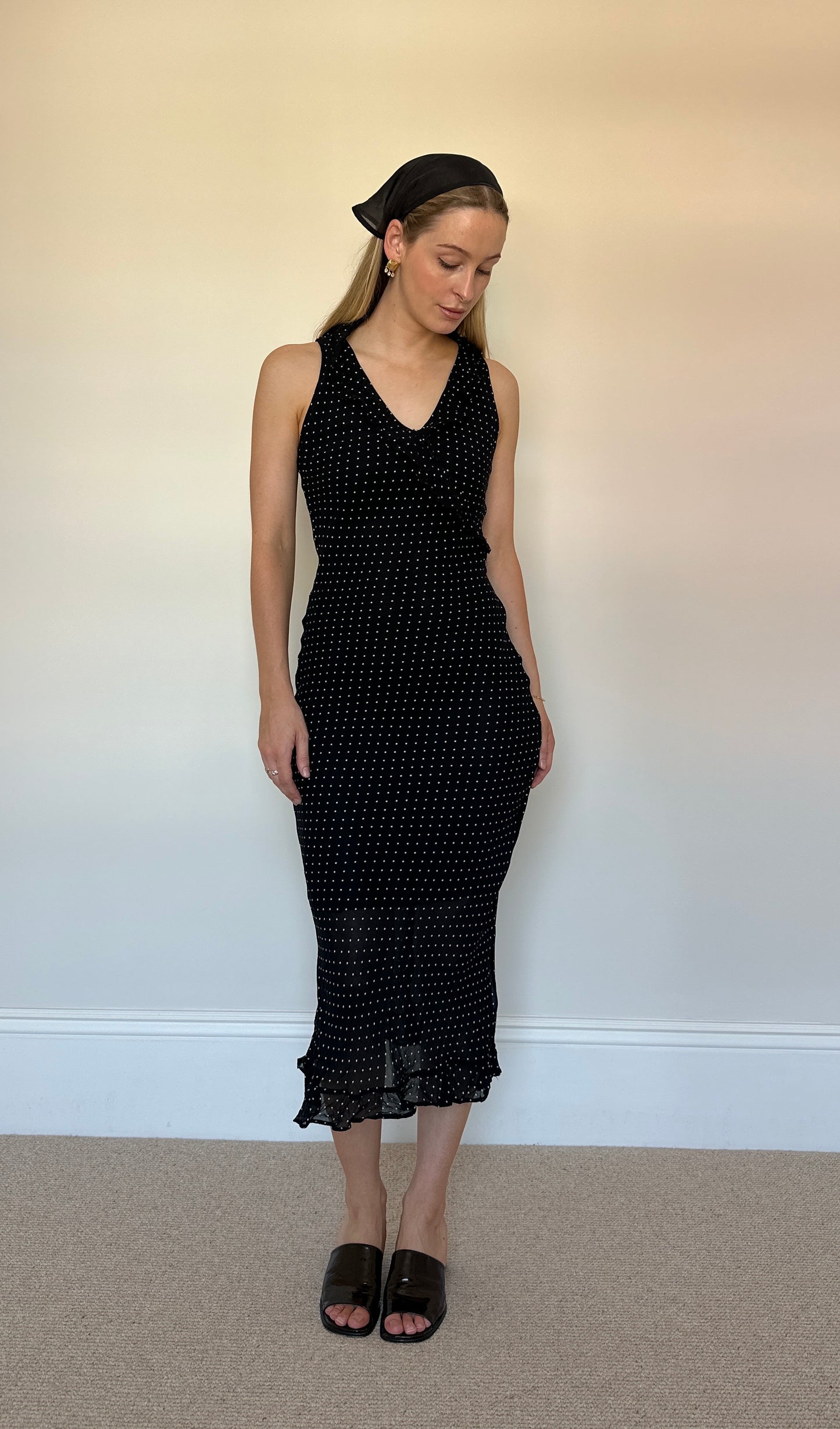 Vintage black polka dot dress
