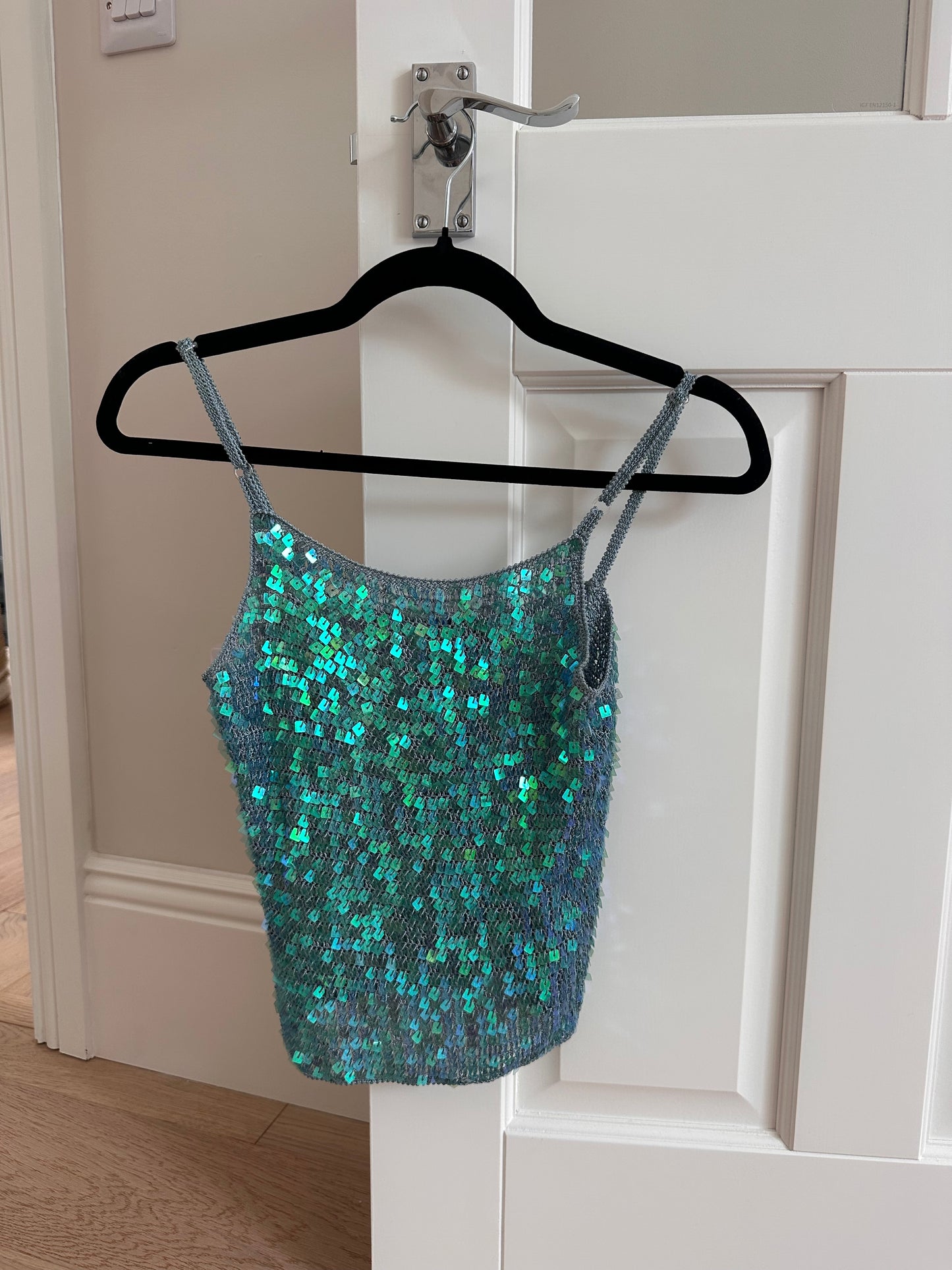 SALE Vintage sequin turquoise top