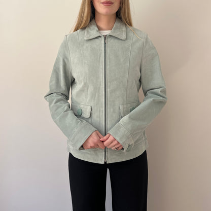 Vintage mint blue suede jacket