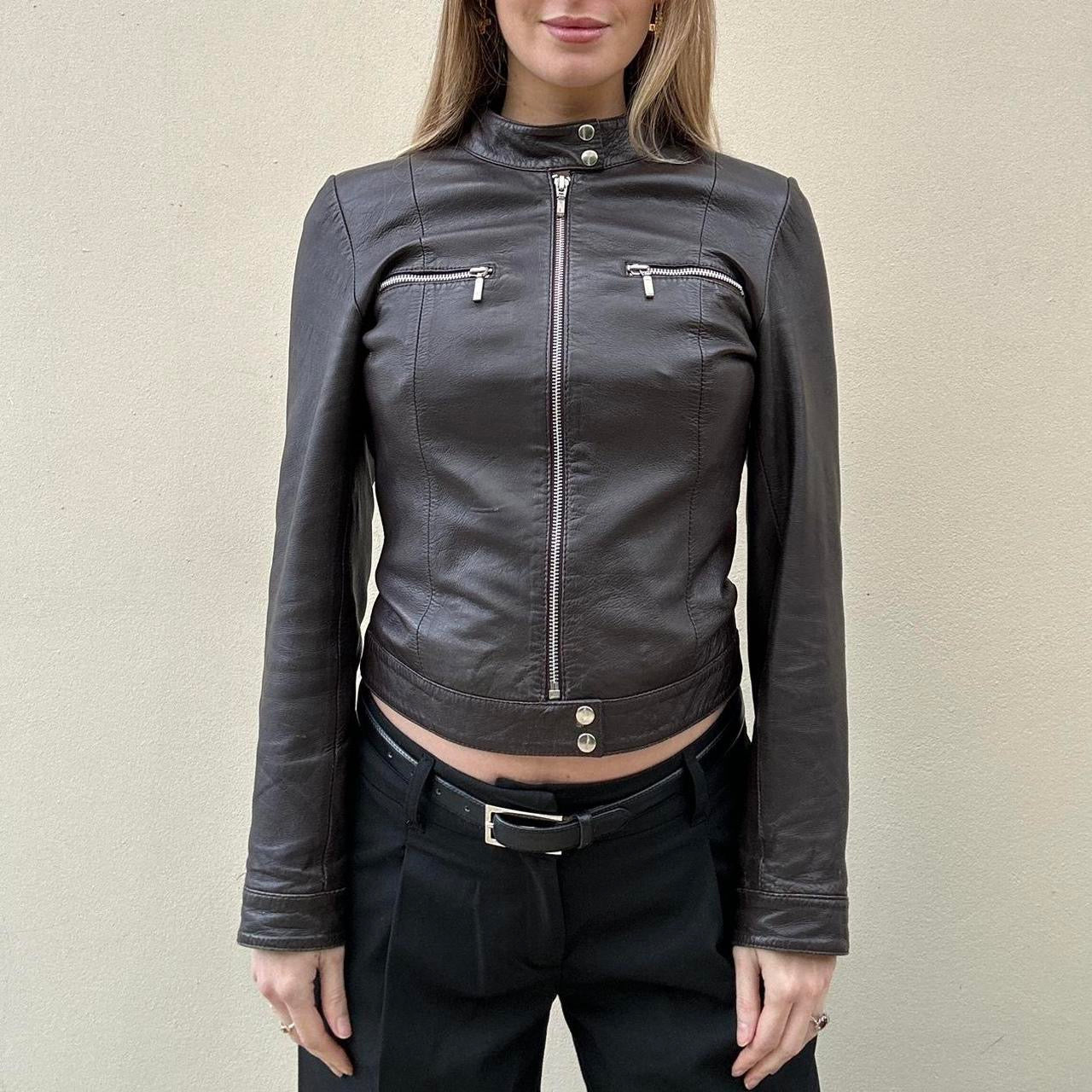 Vintage 00s brown biker jacket