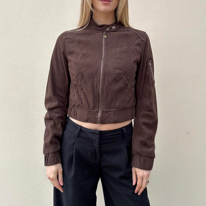 Vintage 00s brown biker jacket