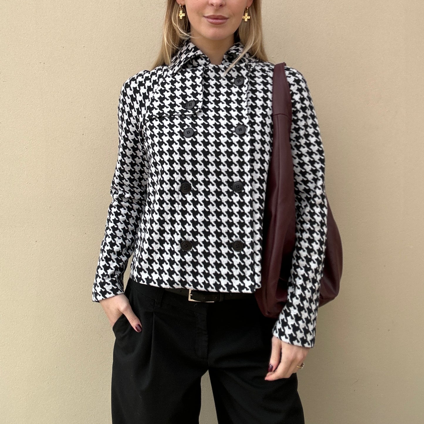 Vintage houndstooth double breasted jacket