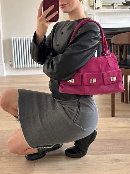Vintage pink suede bag