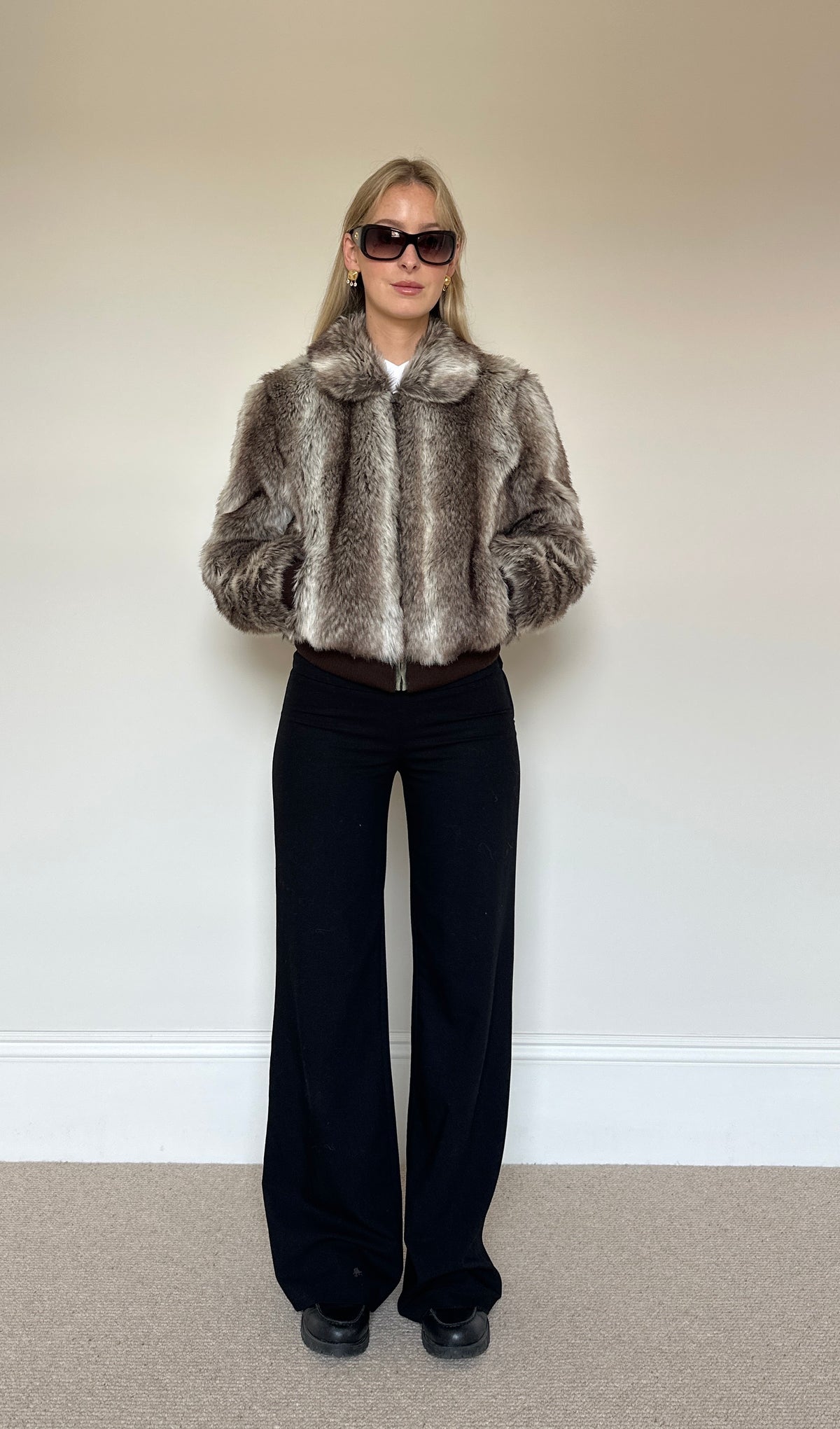 Vintage faux fur bomber jacket