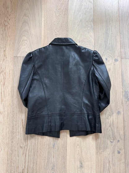 SALE vintage leather puff sleeve jacket