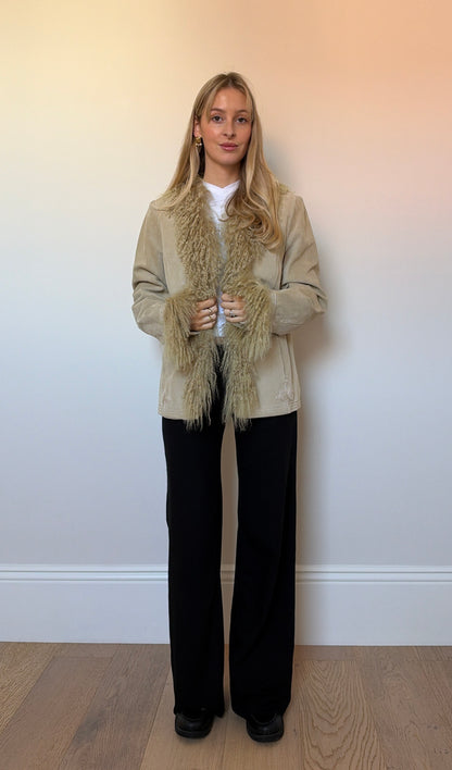 Vintage camel mongolian fur jacket